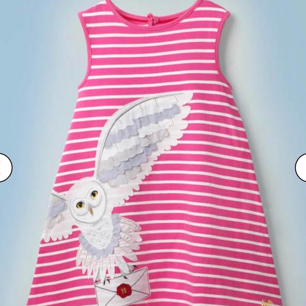 NWOT Mini Boden Harry Potter Stripy Appliqué Hedwig Dress
